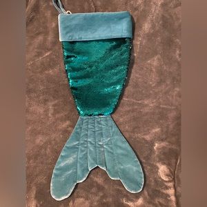 Mermaid Tail with Sequins Teal Velvet Christmas Stocking St Nicholas Square